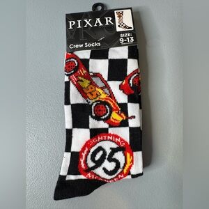 Pixar Lightning McQueen Crew Socks - Black, White & Red 95